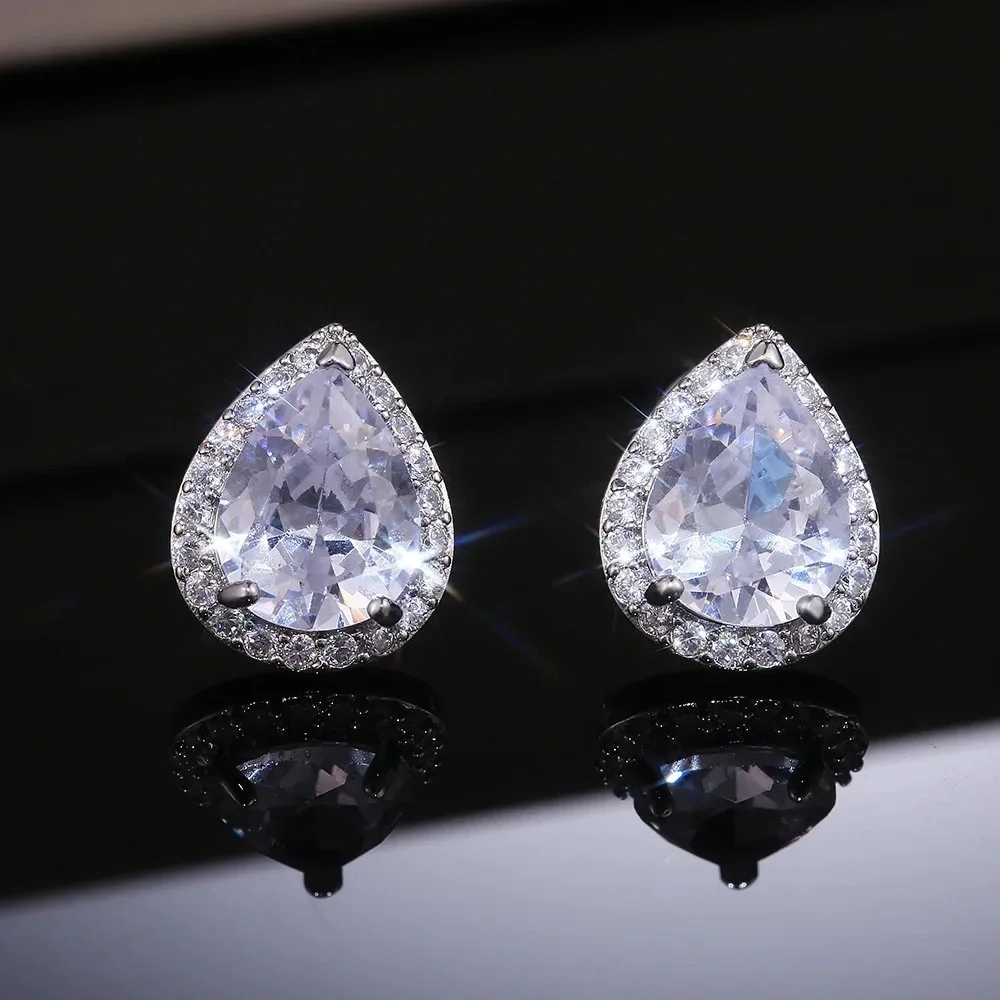 New Pear cut Diamond Stud Earrings - Picture 5 of 6